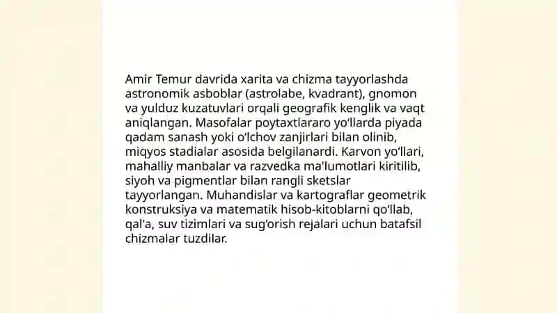 Amir Temur chizmalardan foydalanganligi toʻgʻrisida 4