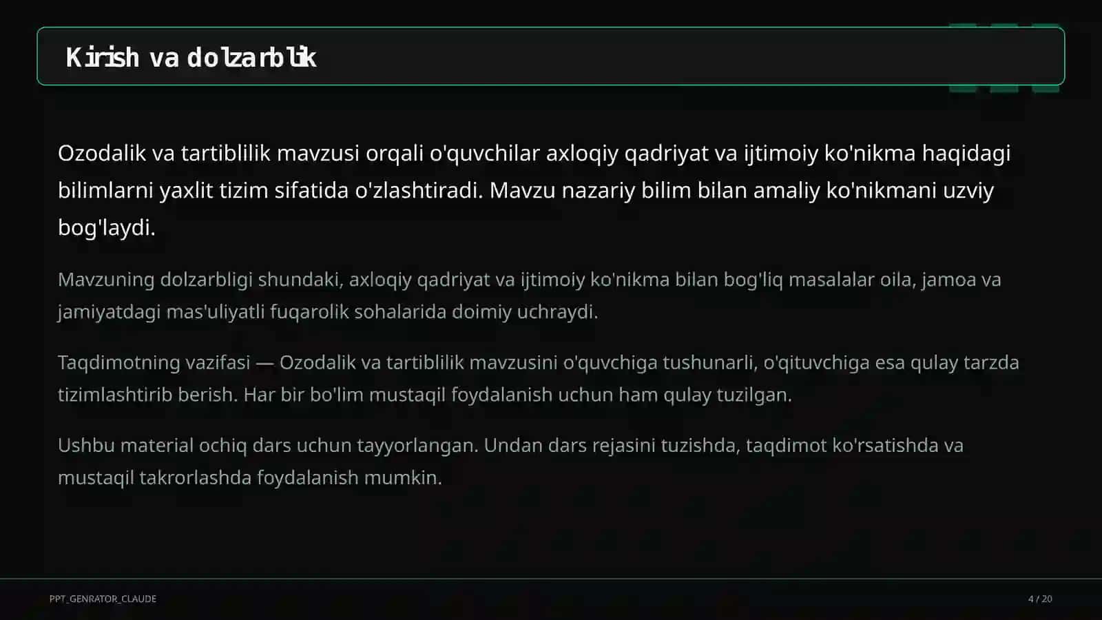 Ozodalik va tartiblilik (1-sinf) 4