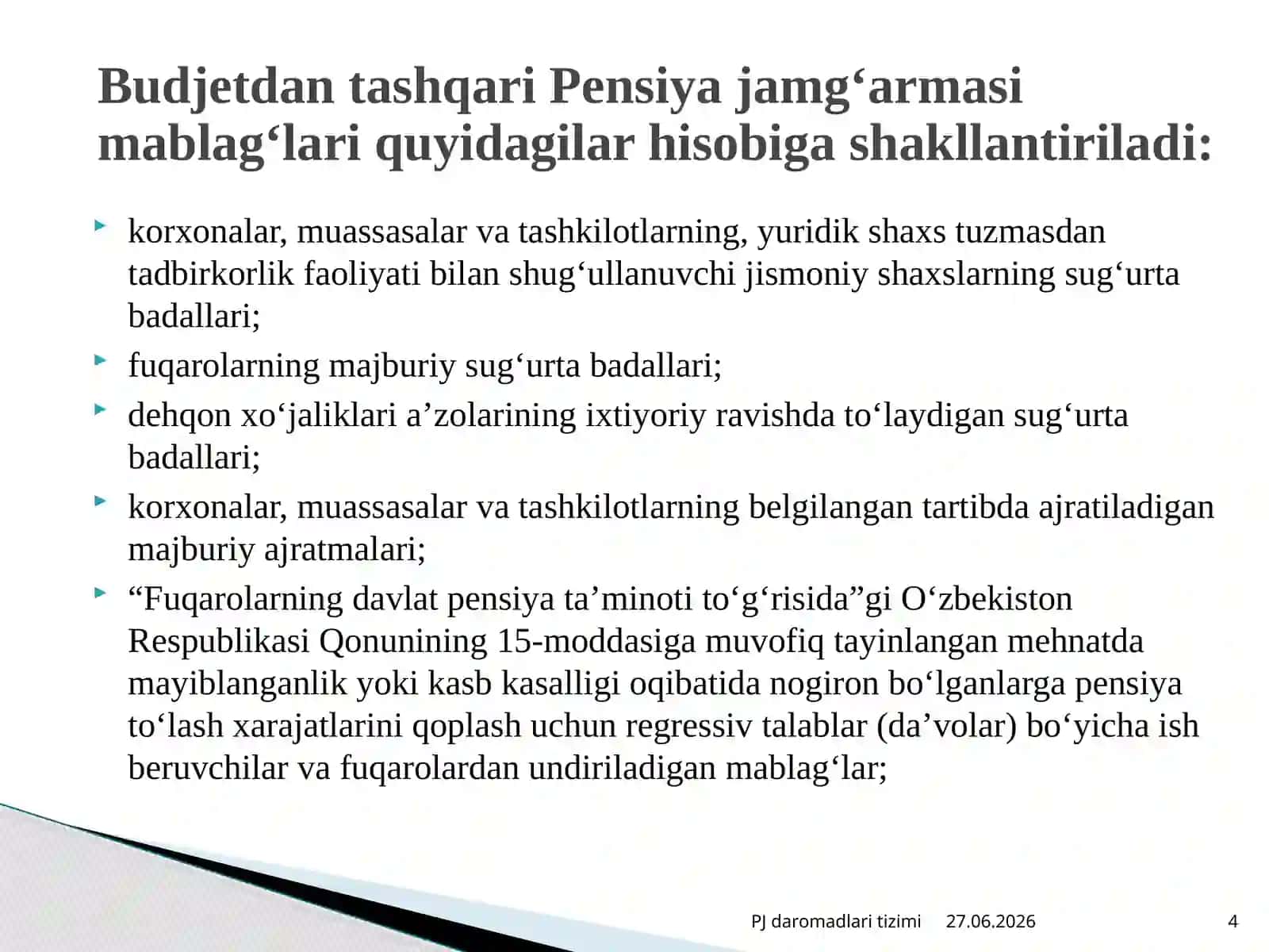 Pensiya jamg‘armasi daromadlari 4