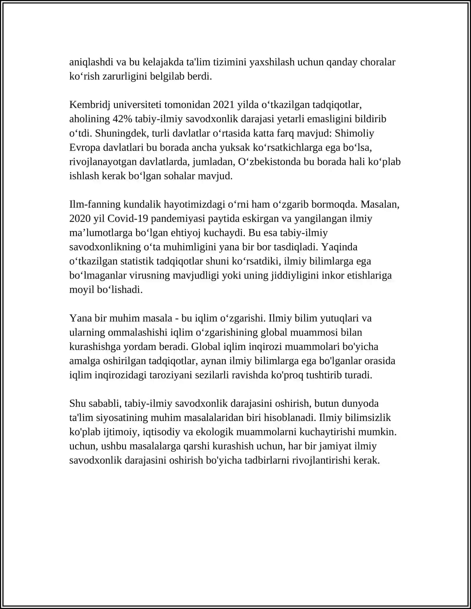 OʻQUVCHILARDA TADQIQOTCHILIKNI SHAKLLANTIRISHDA TABIIY-ILMIY SAVODXONLIKNI ROLI 4