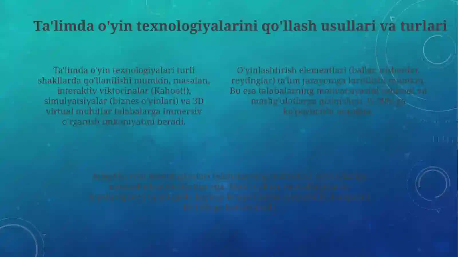 Talimning inter faol metodlari talim jarayonida oʻyin texnalogiyalarini qoʻllash 4