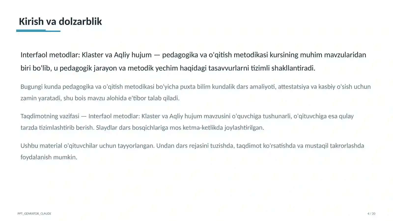 Interfaol metodlar: Klaster va Aqliy hujum 4