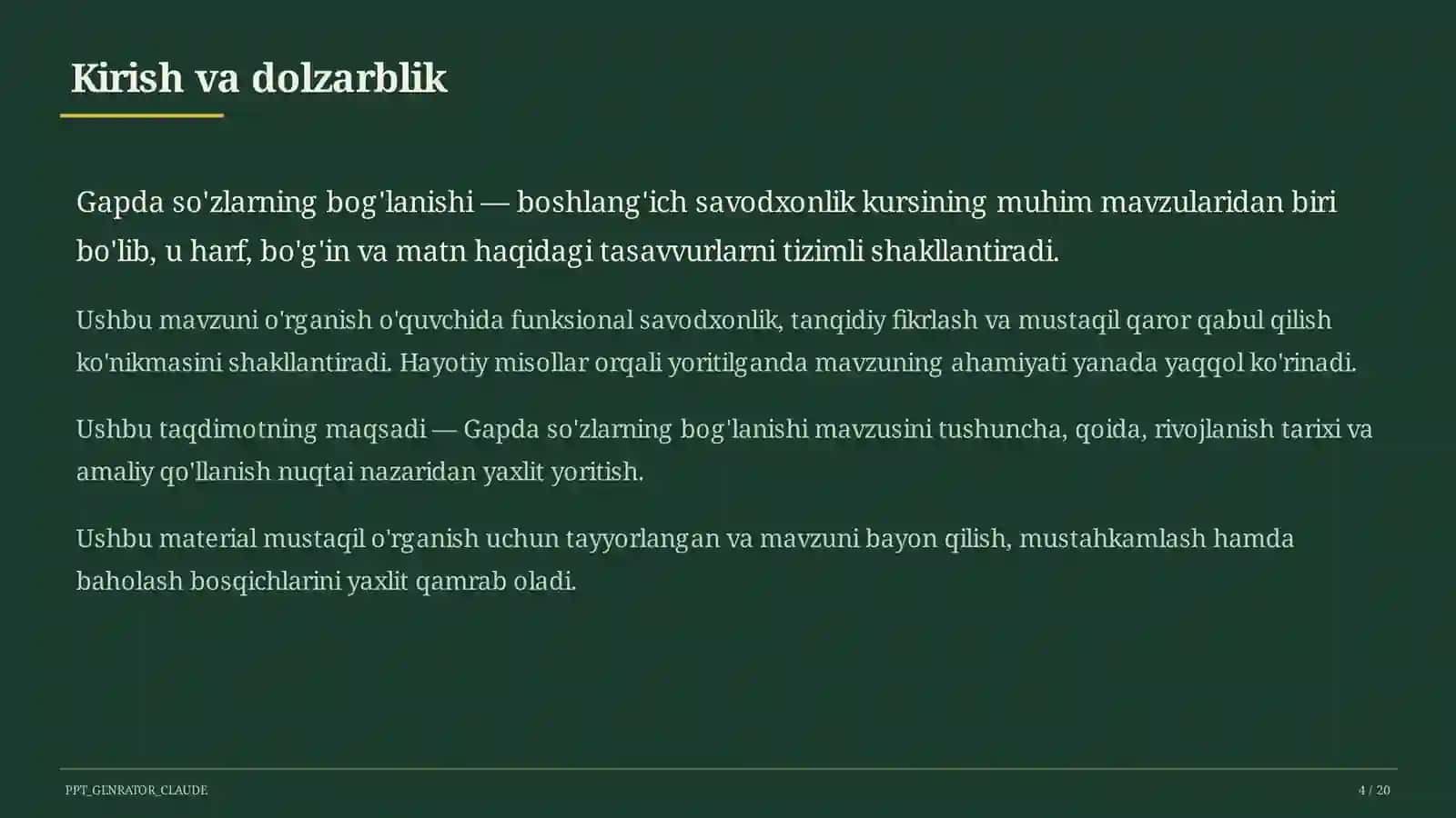 Gapda so'zlarning bog'lanishi (2-sinf) 4