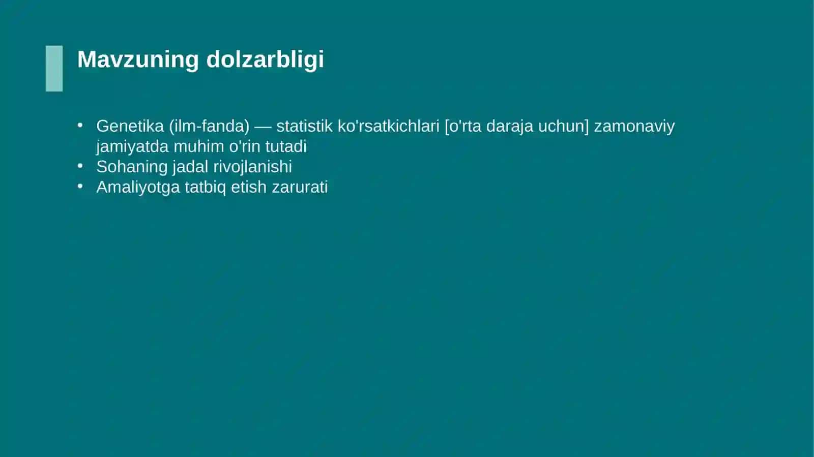 Genetika (ilm-fanda) — statistik ko'rsatkichlari [o'rta daraja uchun] 4