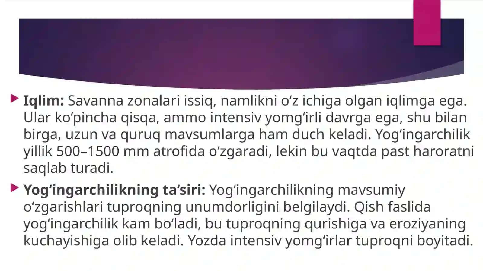 Savanna tabiat zonasi tarqalishi 4