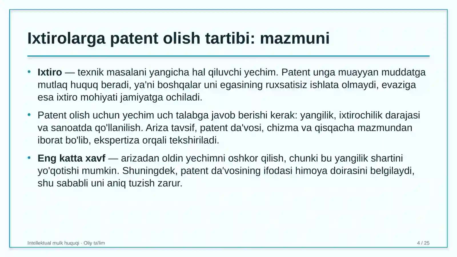 Ekstremal turizmda ixtirolarga patent olish tartibi 4
