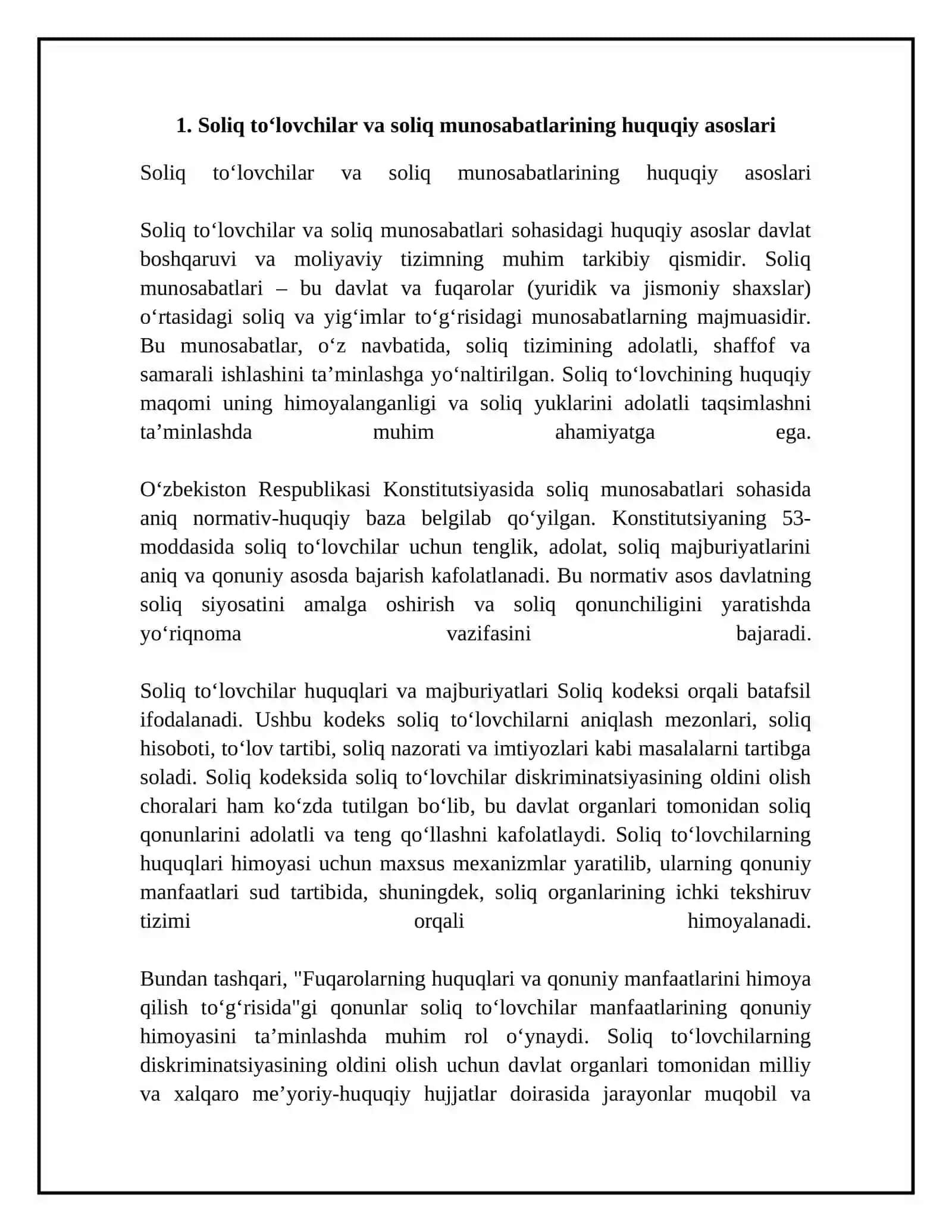 Soliq munosabatida soliq to‘lovchilar diskriminatsiya tushunchasi va uning oldini olish yo‘llari 4