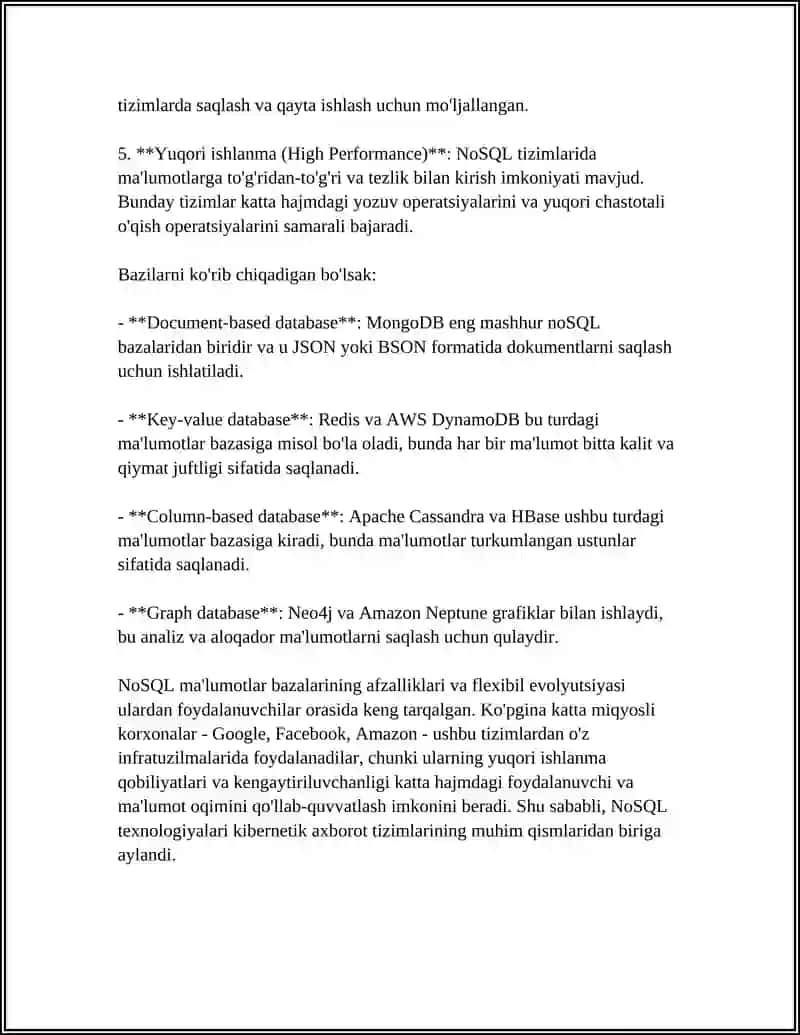 NOSQL MALUMOTLAR BAZALARI HAQIDA UMUMIY TUSHUNCHA 4