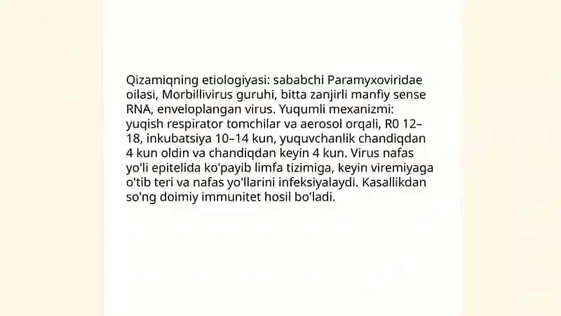 Nafas yollari infeksiyasiyalari Qizamiq suvchechak sharlatina 4