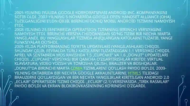 Android mobiloperatsion tizimlari 4