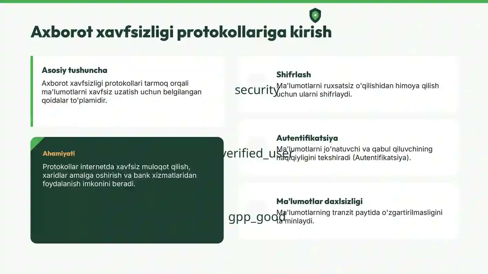 Axborot himoyasi protokollari, antiviruslar va fayervollar | KIBERXAVFSIZLIK ASOSLARI 4