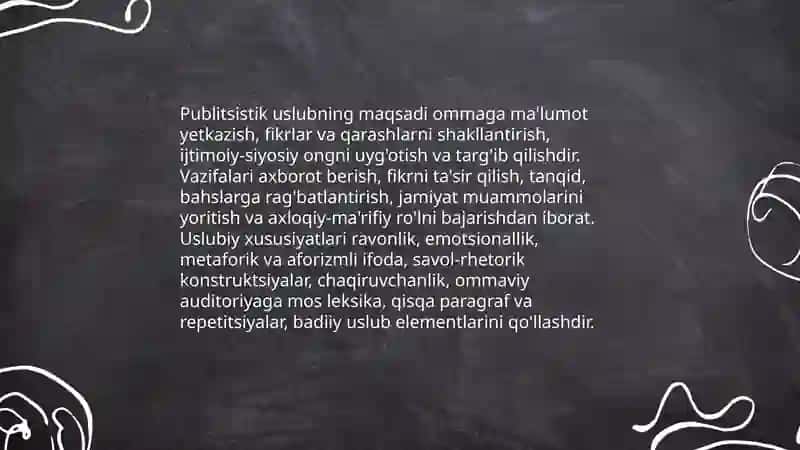 Nutq uslublari (publitsistik, ilmiy uslub va rasmiy - idoraviy uslublar) 4