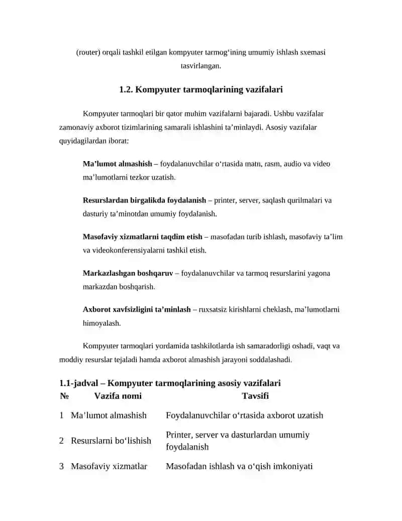 Kompyuter tarmoqlarining protokollari, ilovalar va texnologiyalarning haqida umumiy tushunchalar 4
