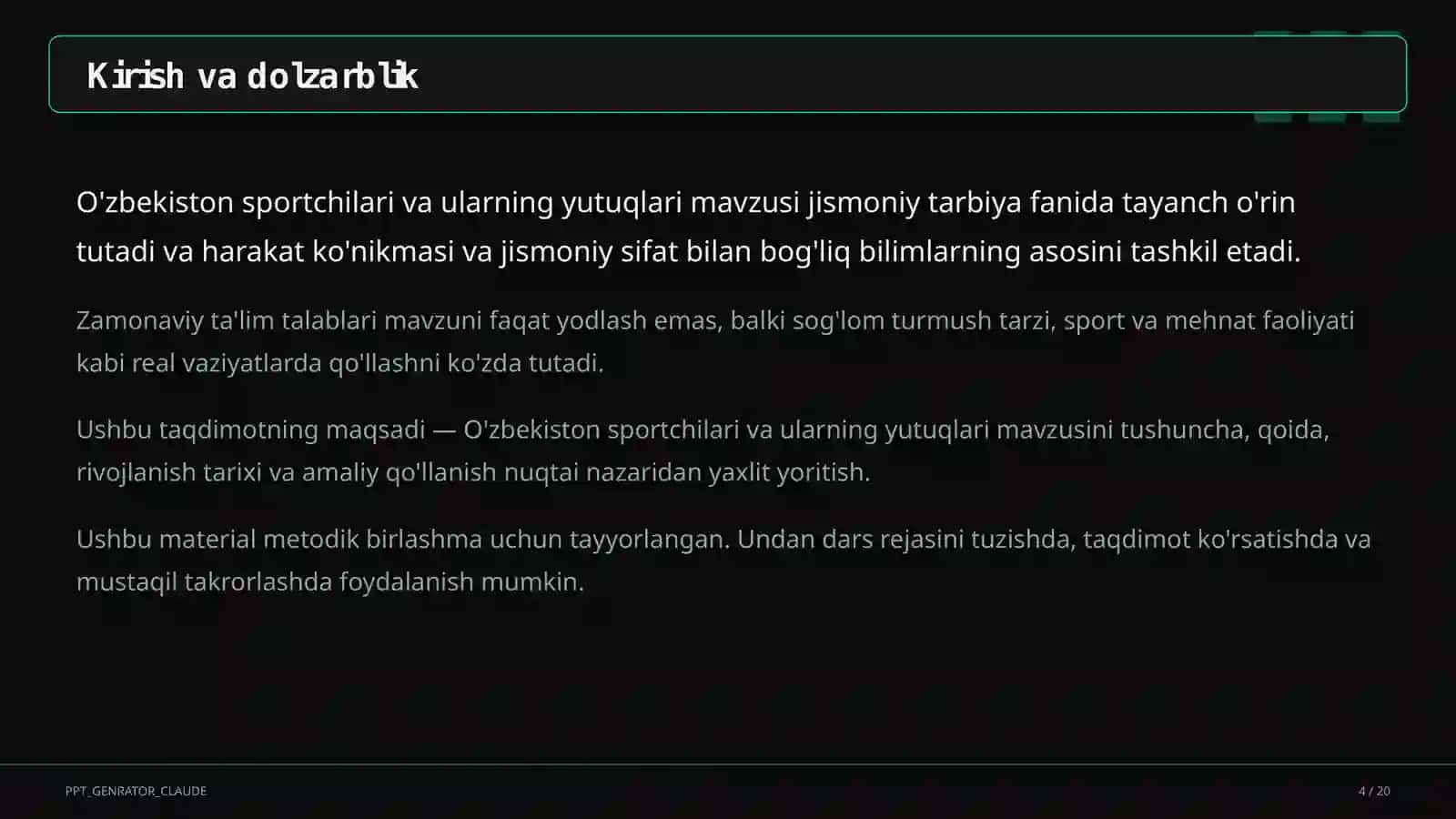 O'zbekiston sportchilari va ularning yutuqlari (11-sinf) 4