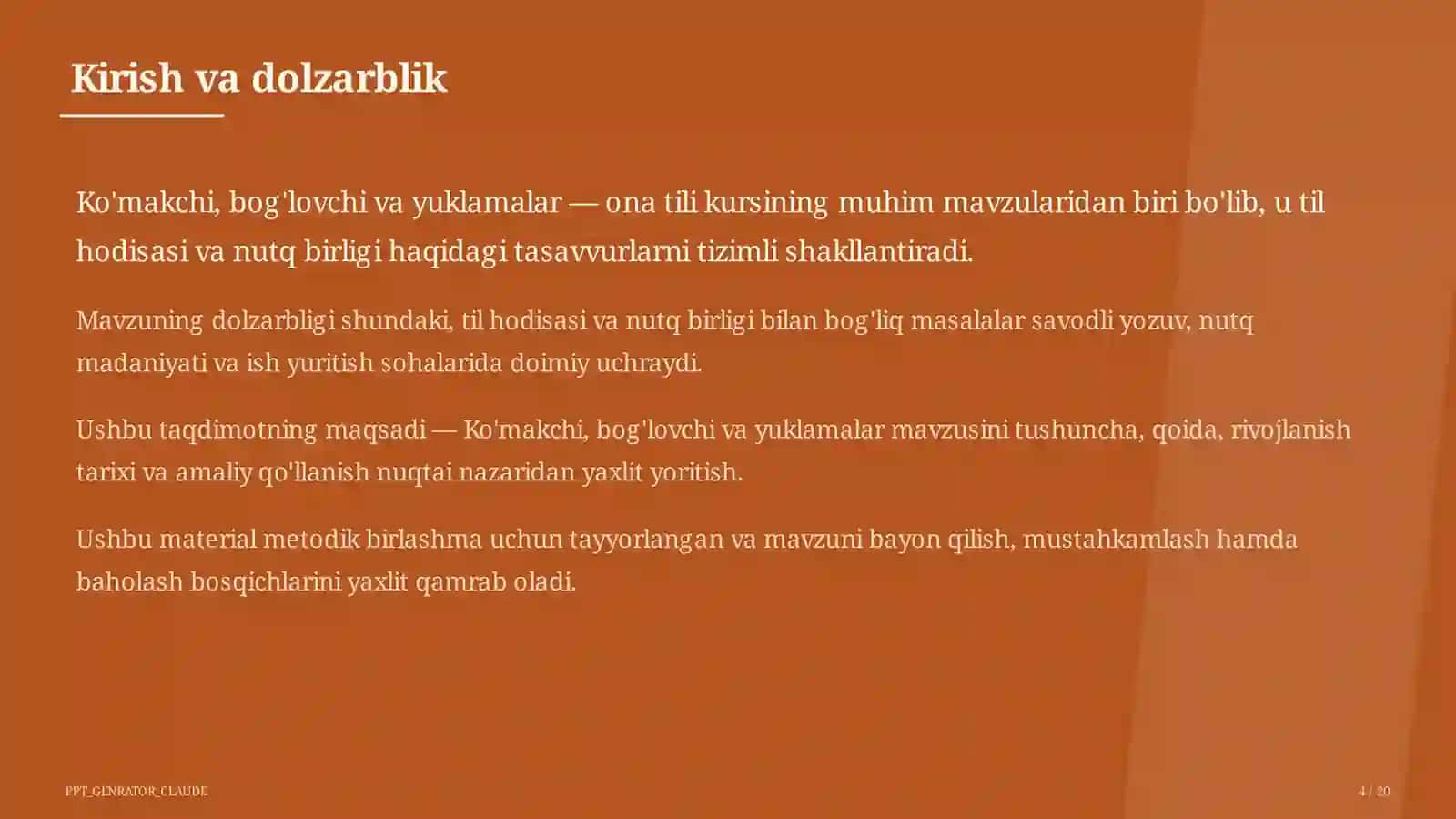 Ona tili (5–11) — metodik birlashma uchun 4