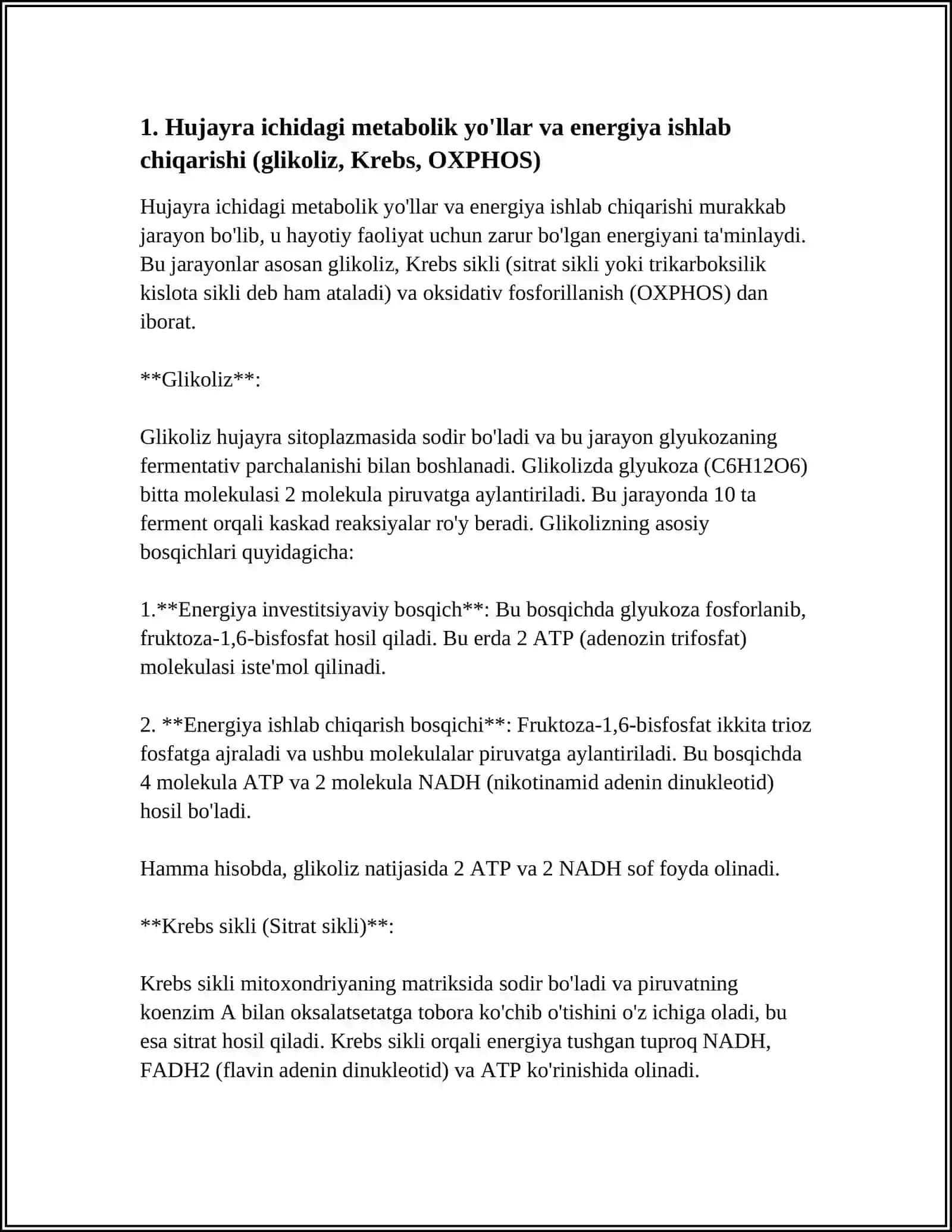 HUJAYRADA MODDALAR,ENERGIYA VA MA'LUMOTLAR OQIMI.HUJAYRA PROLIFERTASIYASI MUAMMOLARINING TIBBIYOTDAGI ROLI 4