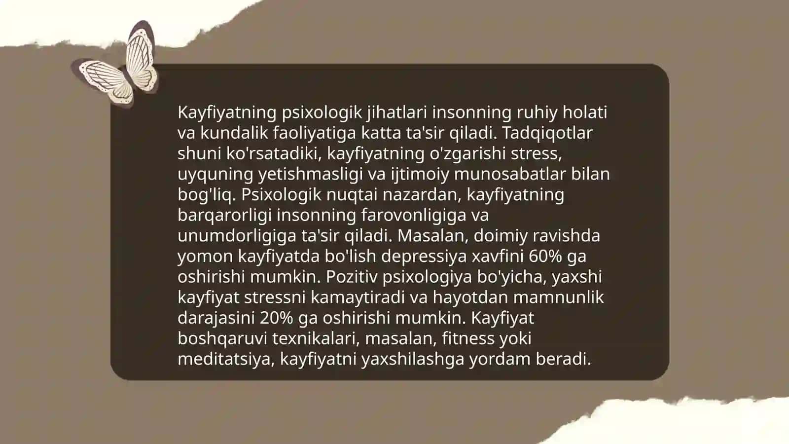 Kayfiyatning umumiy tavsifi va uning tuzilishi 4