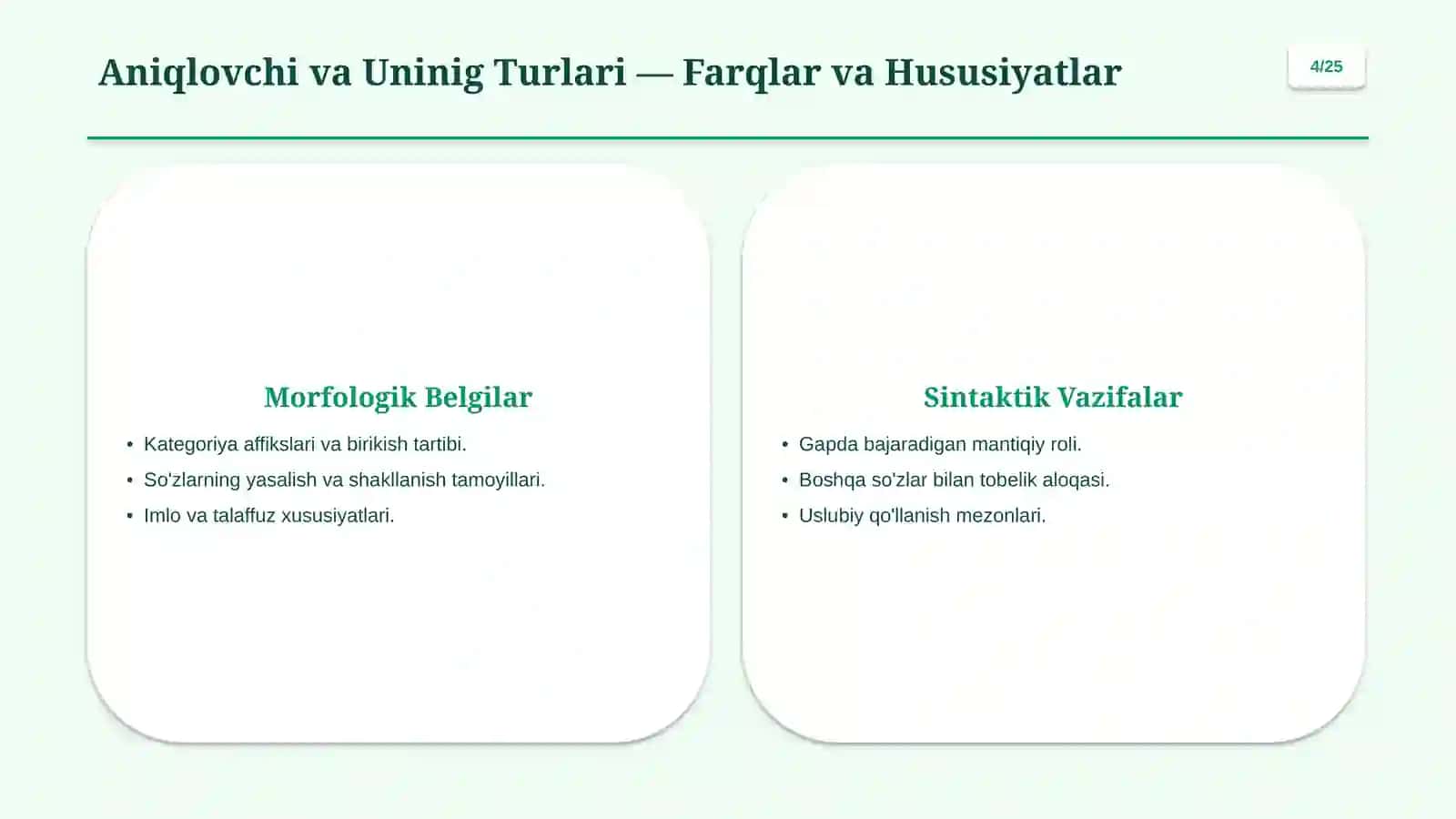 Ikkinchi Darajali Bo'laklar: Aniqlovchi, To'ldiruvchi, Hol 4
