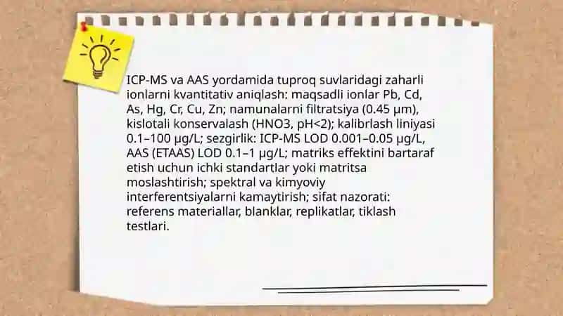 Tuproq suvlarida ion bog'lanishli birikmalarni aniqlash 4