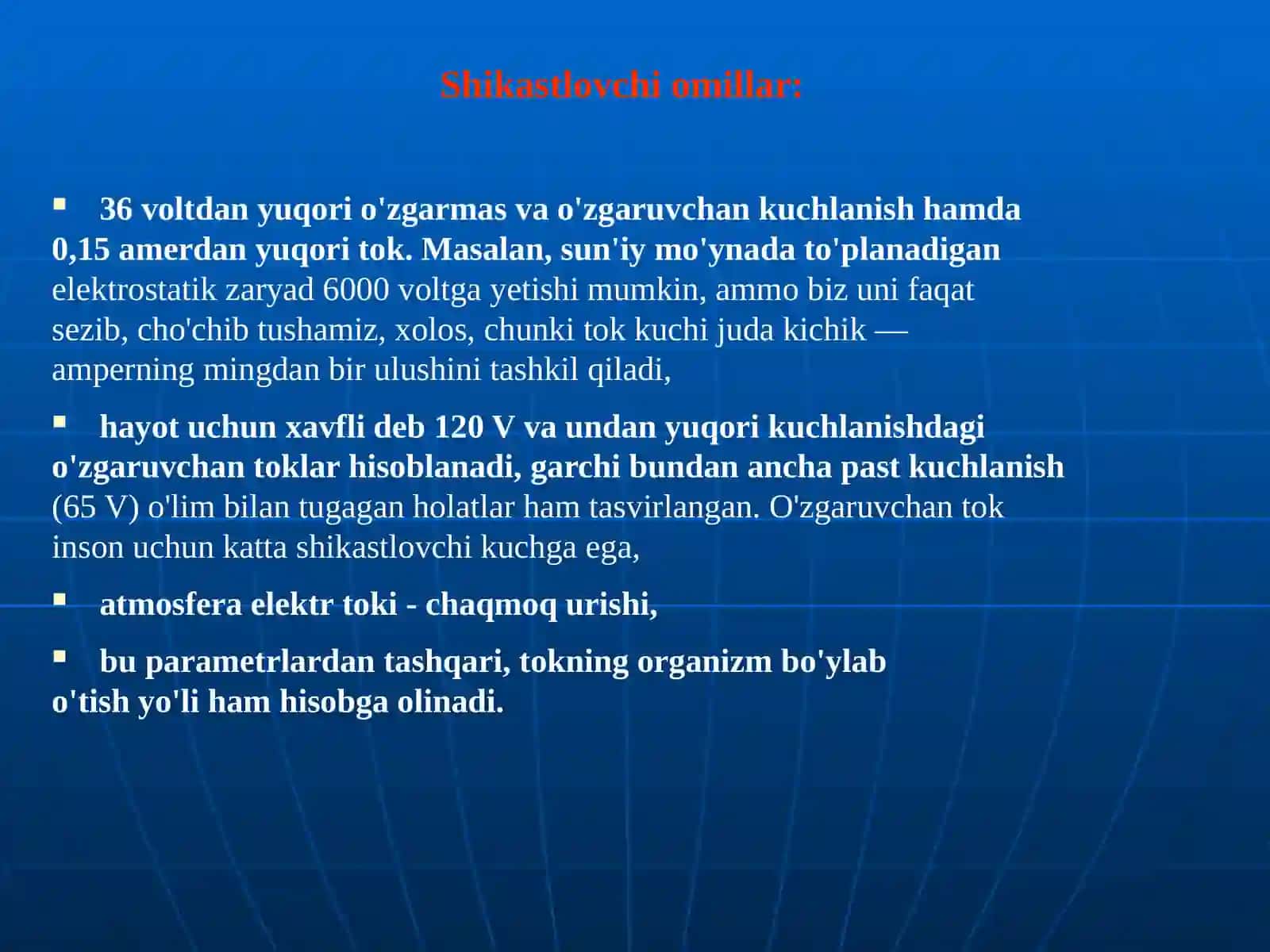 Elektr jarohati va elektr toki urishi oqibatlari 4