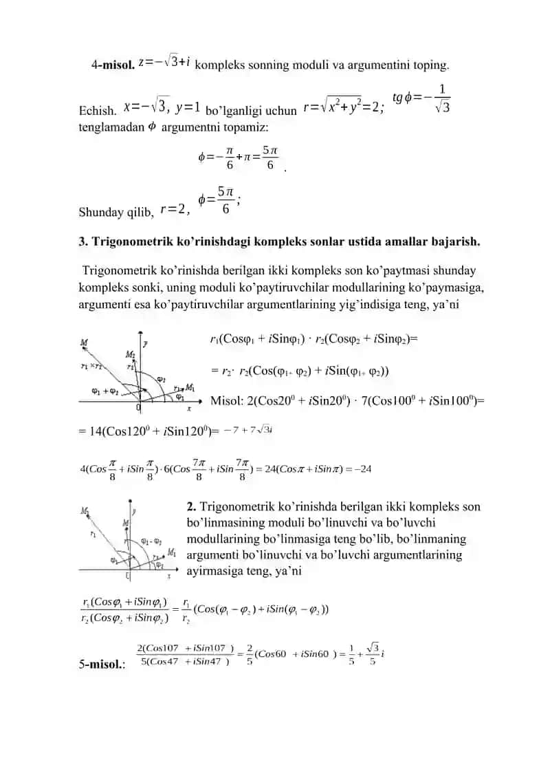 Kompleks sonlar. 4
