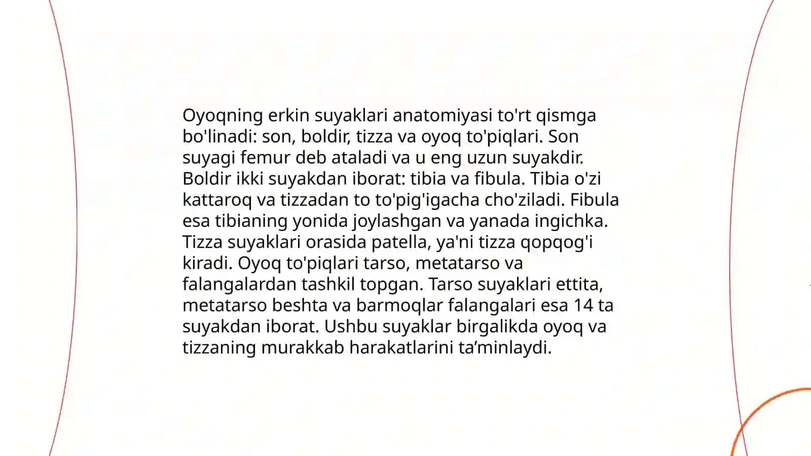 Chanoq kamari va oyoqning erkin suyaklari 4