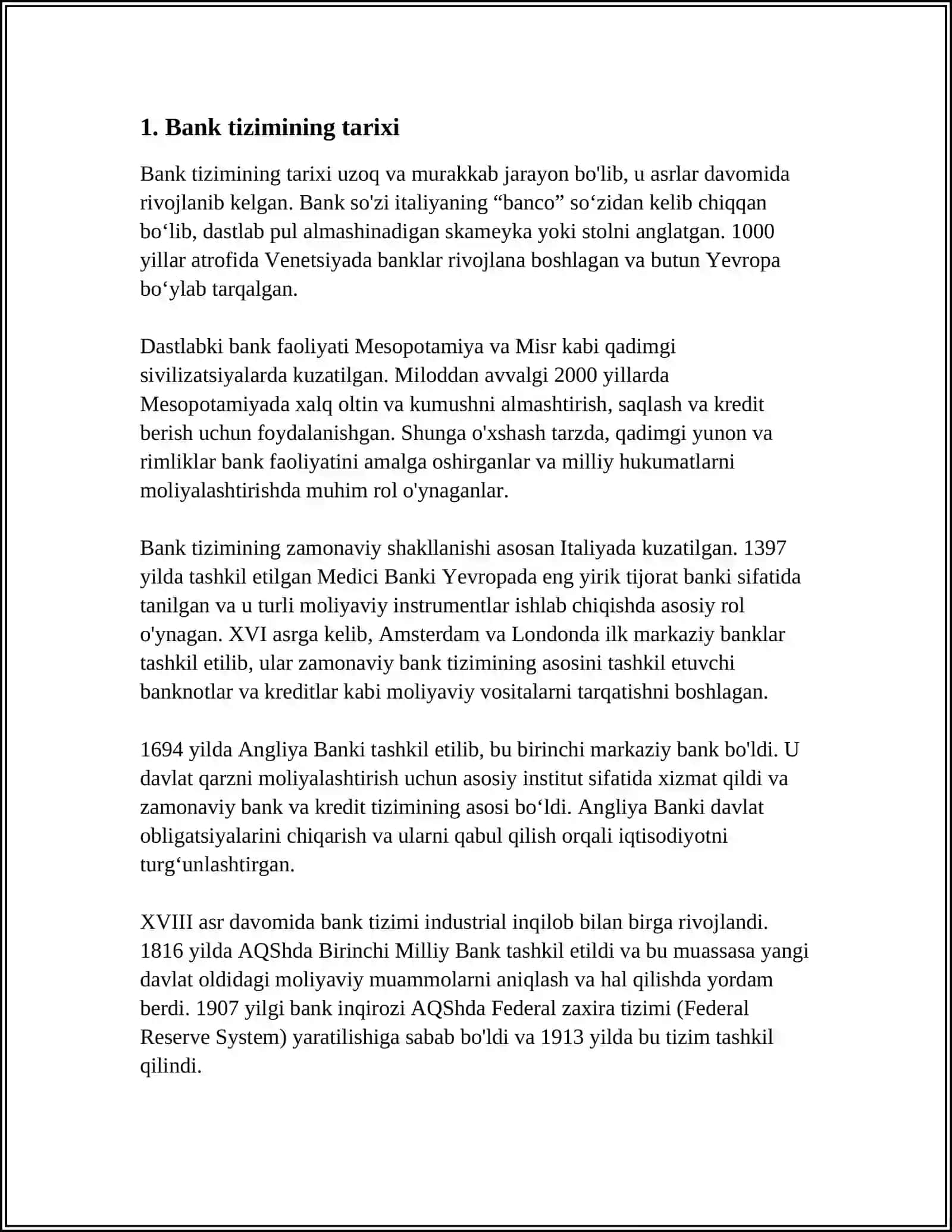 BANK TIZIMI 4