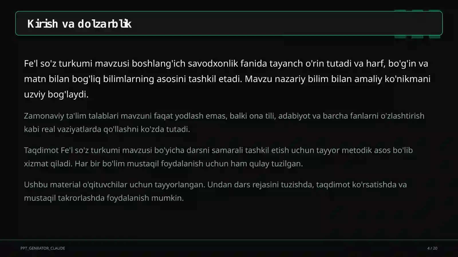 Fe'l so'z turkumi (3-sinf) 4
