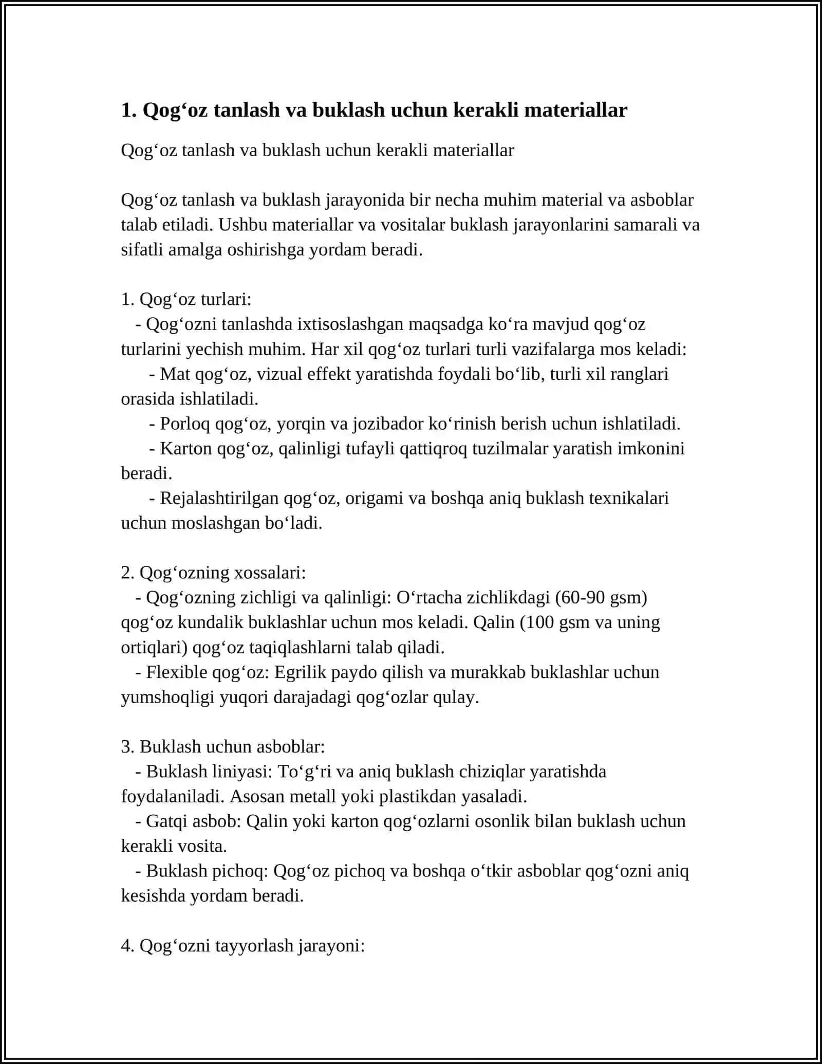 QOGʻOZ BILAN ISHLASH 4