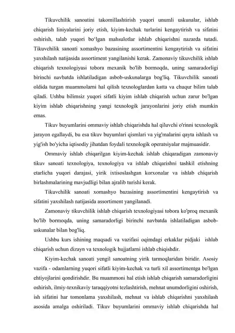Erkrklar pidjagi dizayn loyihasi va texnologik jarayonlarini ishlab chiqarish 4