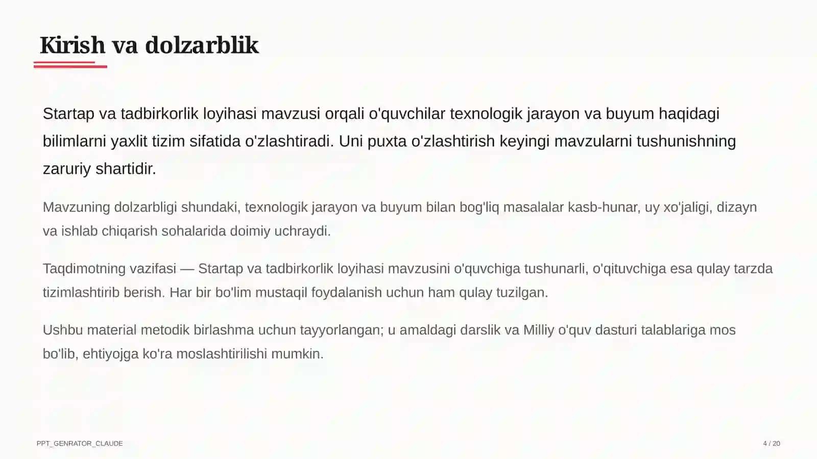 Startap va tadbirkorlik loyihasi (11-sinf) 4