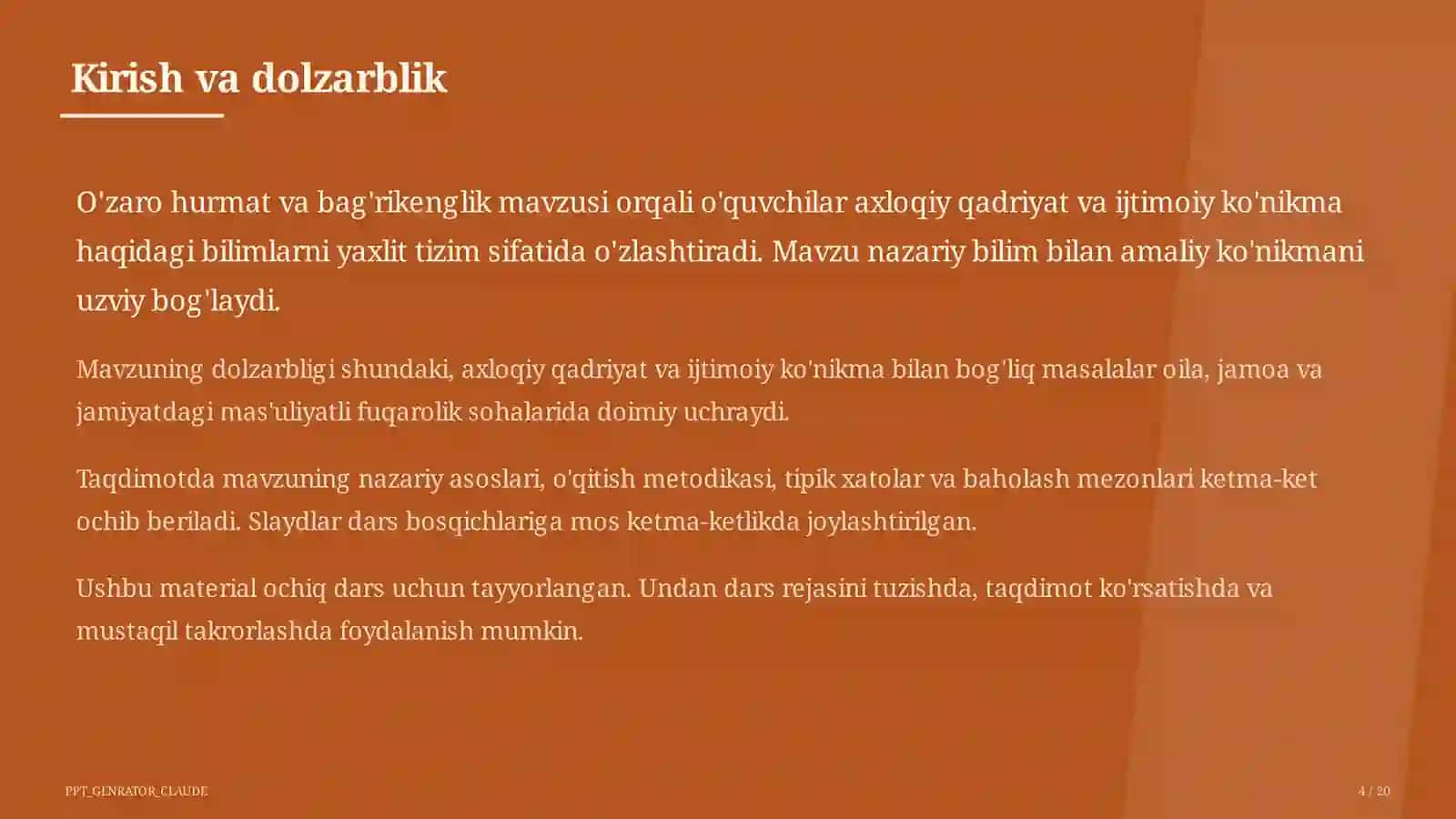 O'zaro hurmat va bag'rikenglik (7-sinf) 4