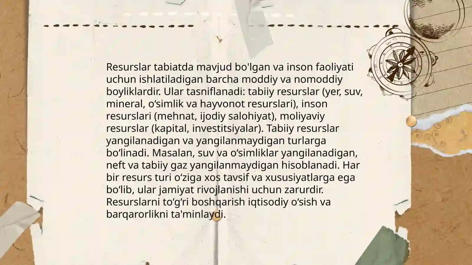 Resurs taksonomiyasi nima va u qanday turlarga boʻlinadi 4