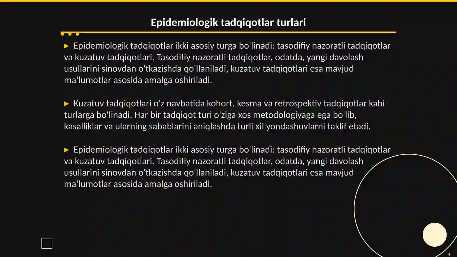 Epidemiologik tadqiqotlar turlari va bosqichlari 4
