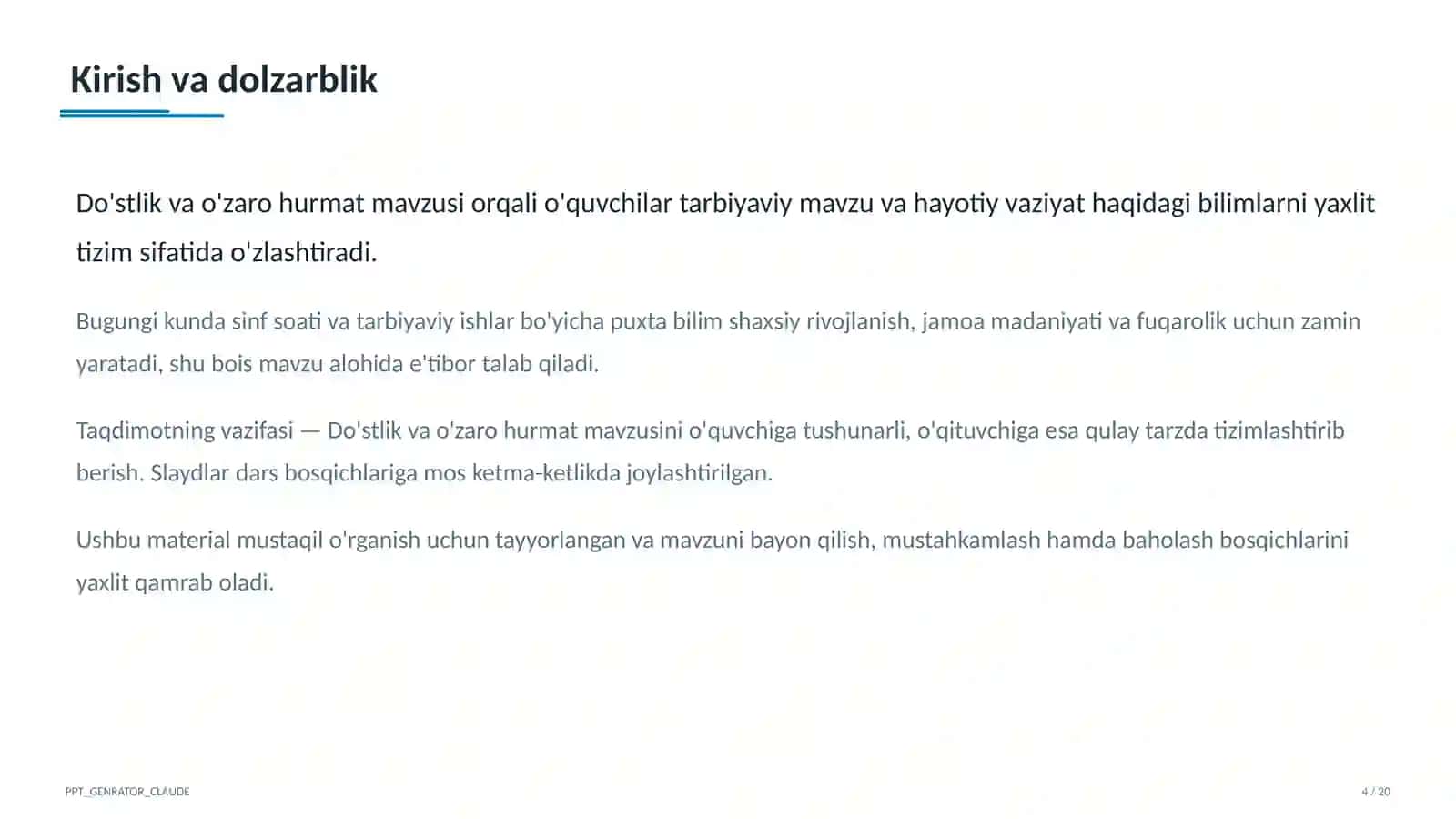 Sinf soati va tarbiyaviy tadbirlar 4