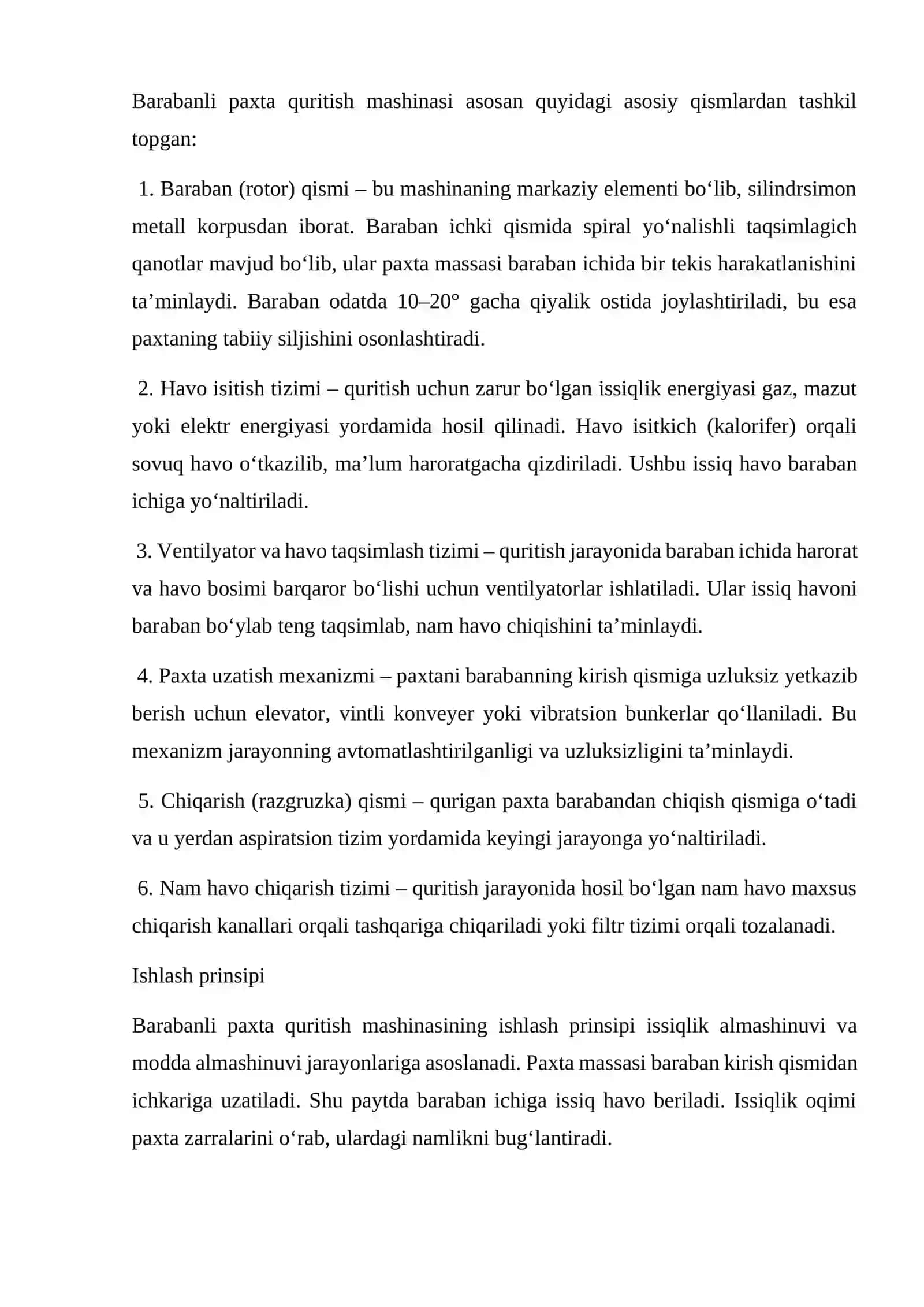 Barabanli paxta quritish mashinasi haroratini avtomatik boshqarish 4