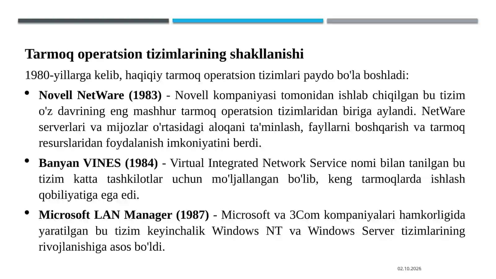 Tarmoqli operatsion tizimlar va ularning xususiyatlari 4