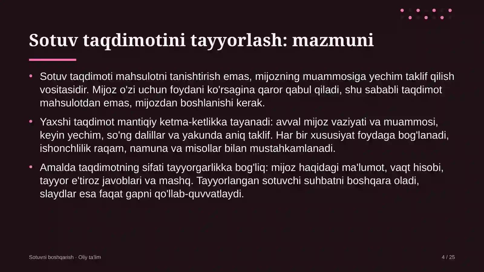 shakar sanoatida sotuv taqdimotini tayyorlash 7402 4