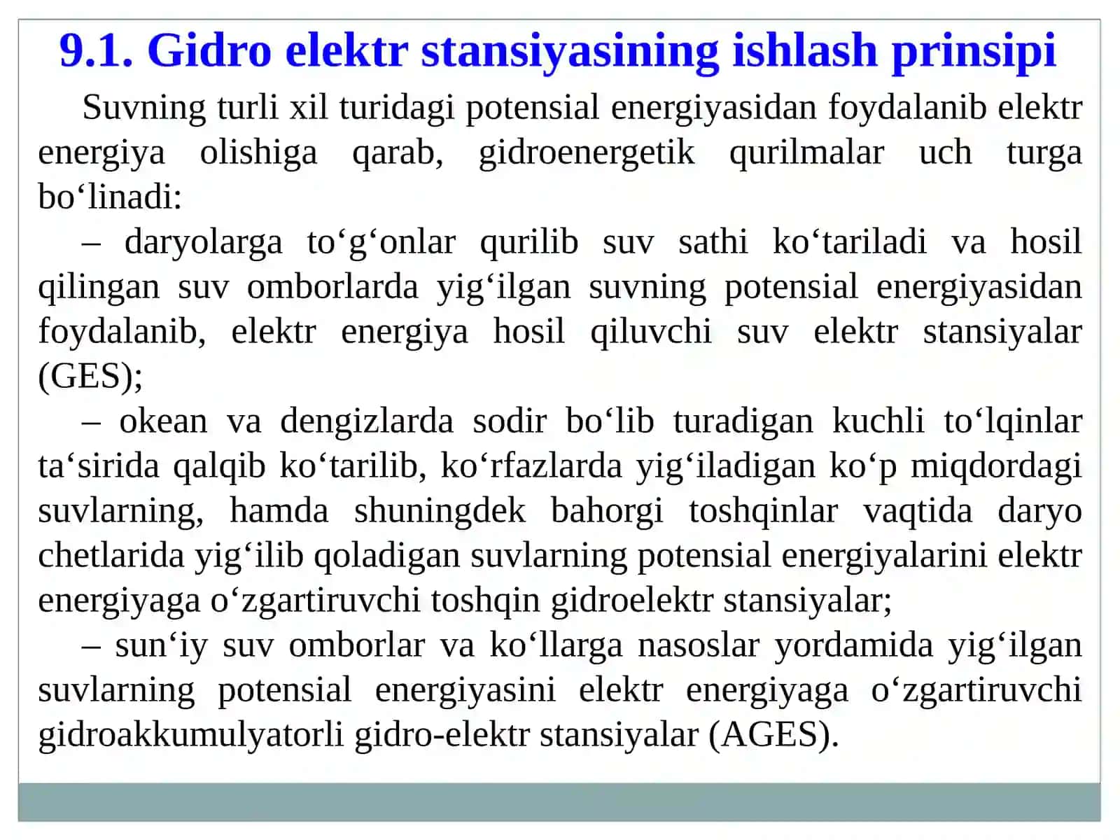 GIDRO ELEKTR STANSIYALARI (GES) 4