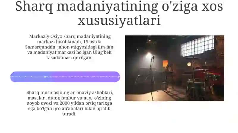 Sharq mamlakati musiqasi va madaniyatini yoritib berish 4
