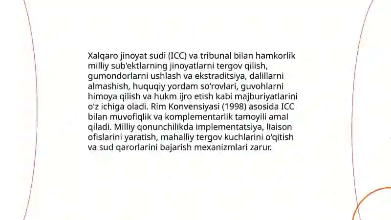 Xalqaro jinoyatlardan huquqiy himoya qilishni ta'minlash bo'yicha xalqaro hamkorlik va davlatning ichki huquqiy munosabatlari sub'ektlari 4