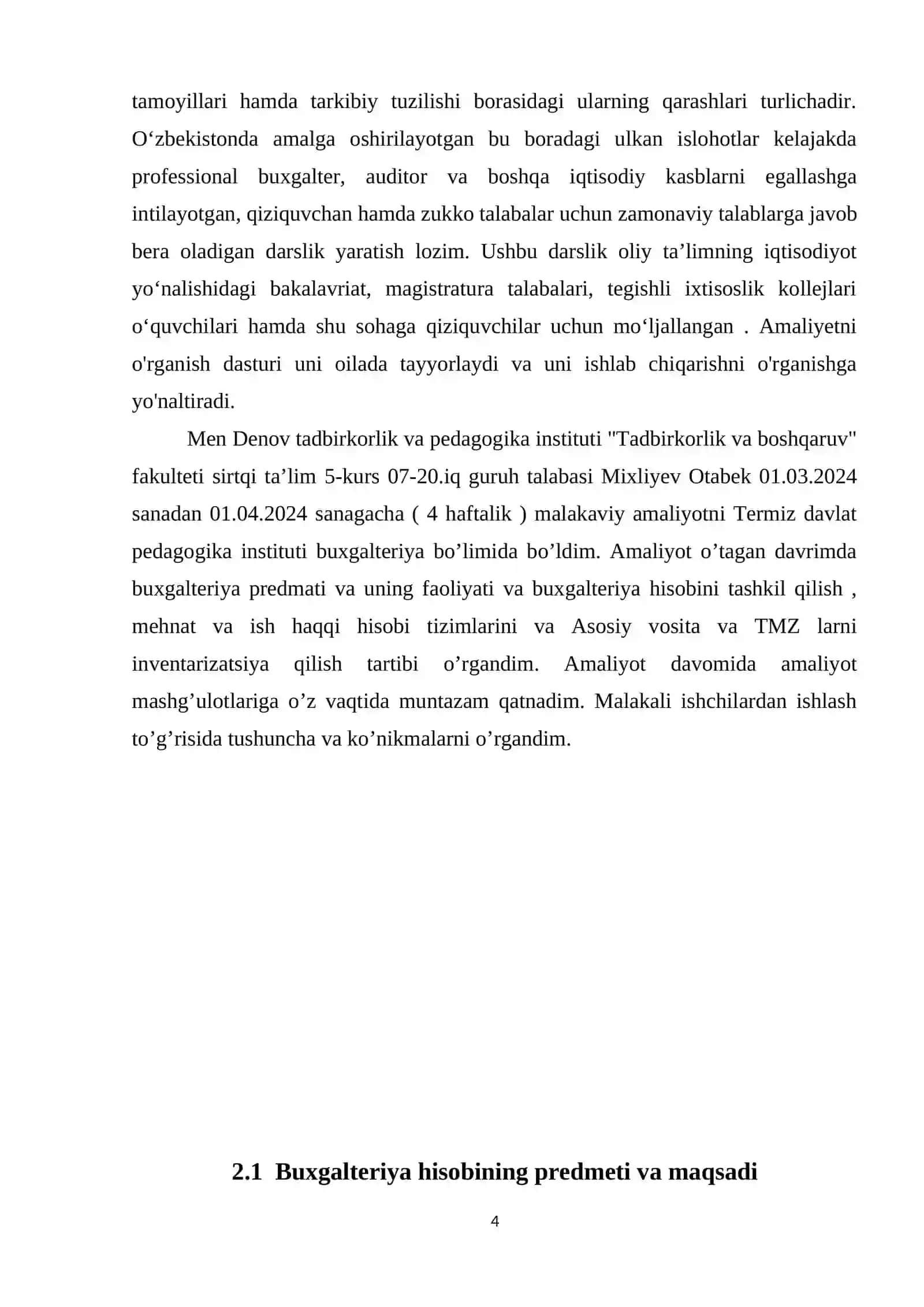 Buxgalteriya AMALIYOT HISOBOTI 4