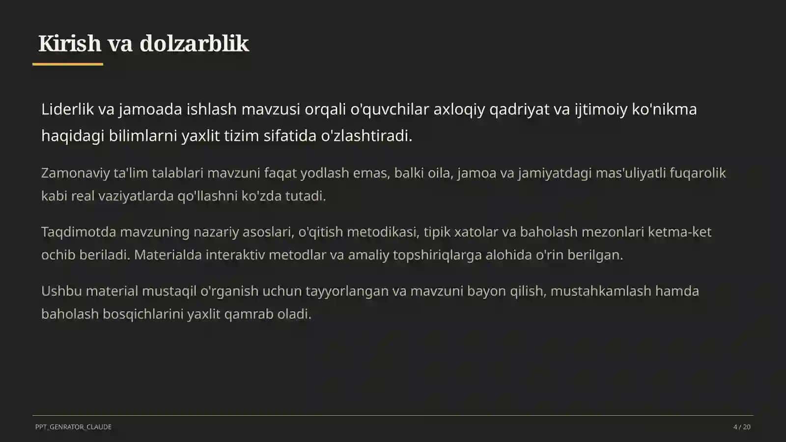 Liderlik va jamoada ishlash (11-sinf) 4