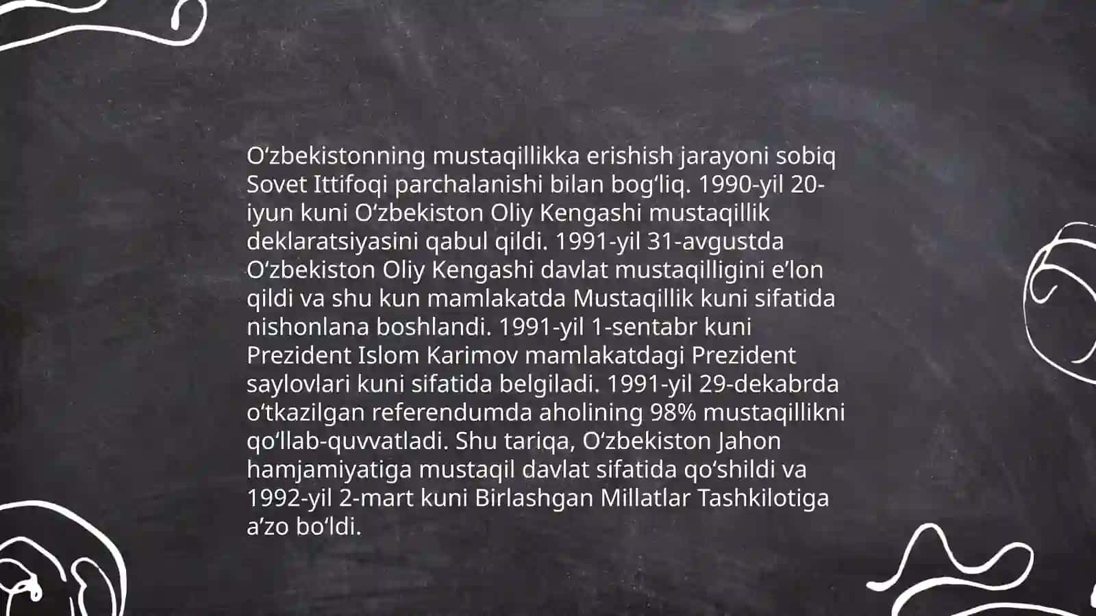 Mustaqil Òzbekiston Respublikasini tashkil topishi va uning tarixiy ahamiyati 4