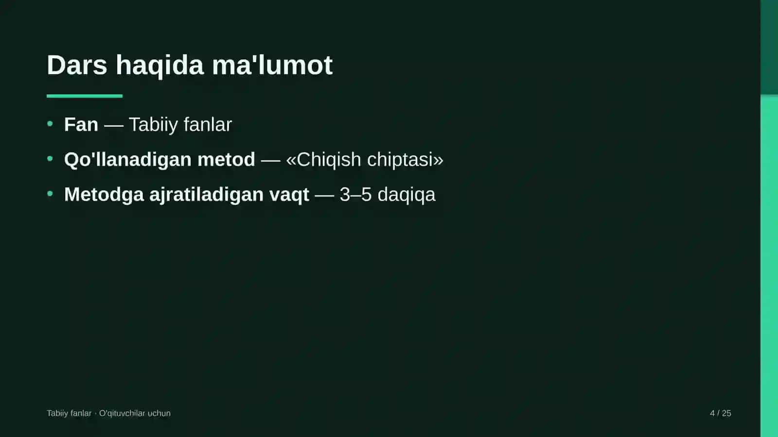 tabiiy fanlar darslarida chiqish chiptasi metodidan foydalanish 1205 4