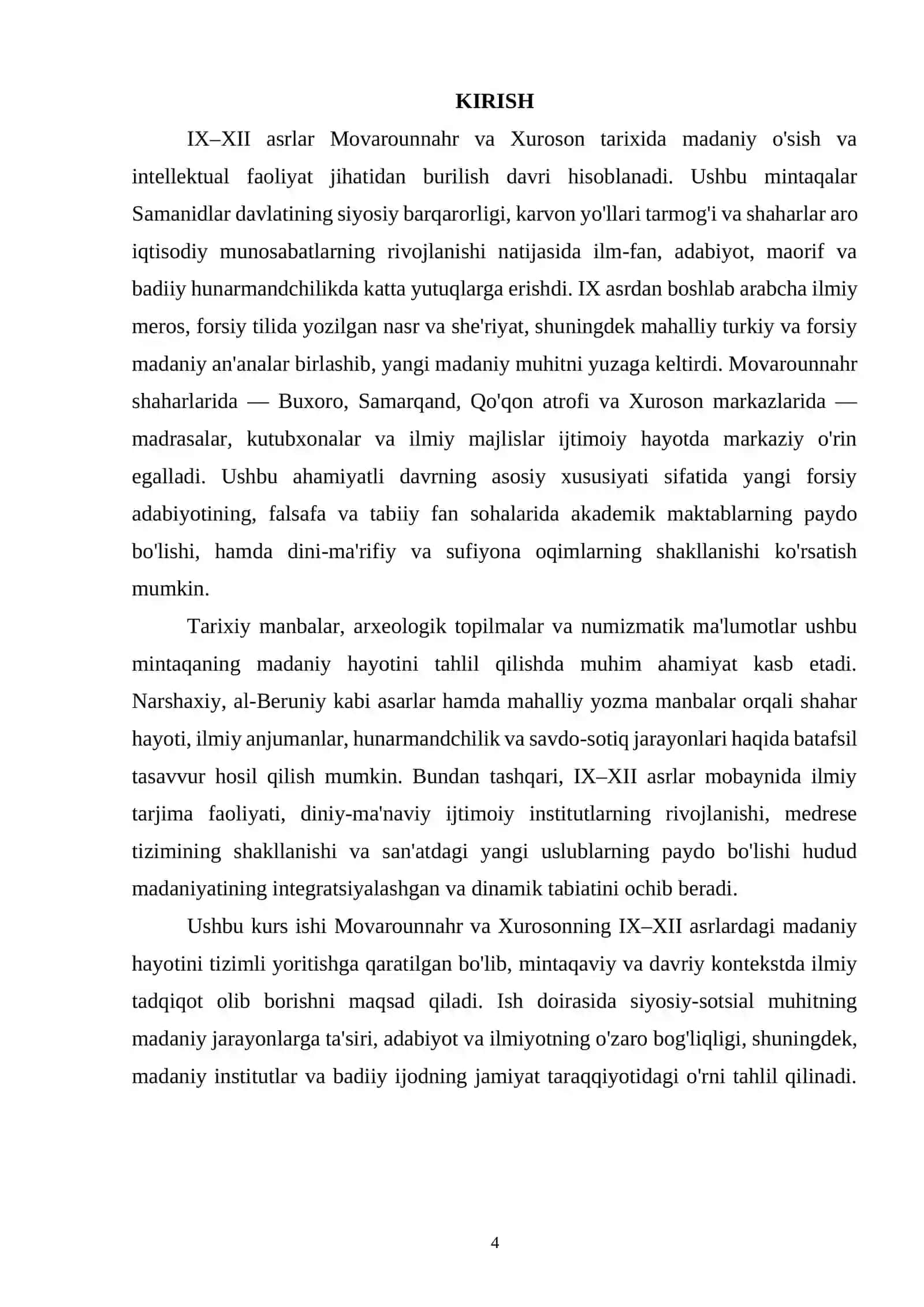 IX-XII ASRLARDA MOVAROUNNAHR VA XUROSONDA MADANIY HAYOT 4