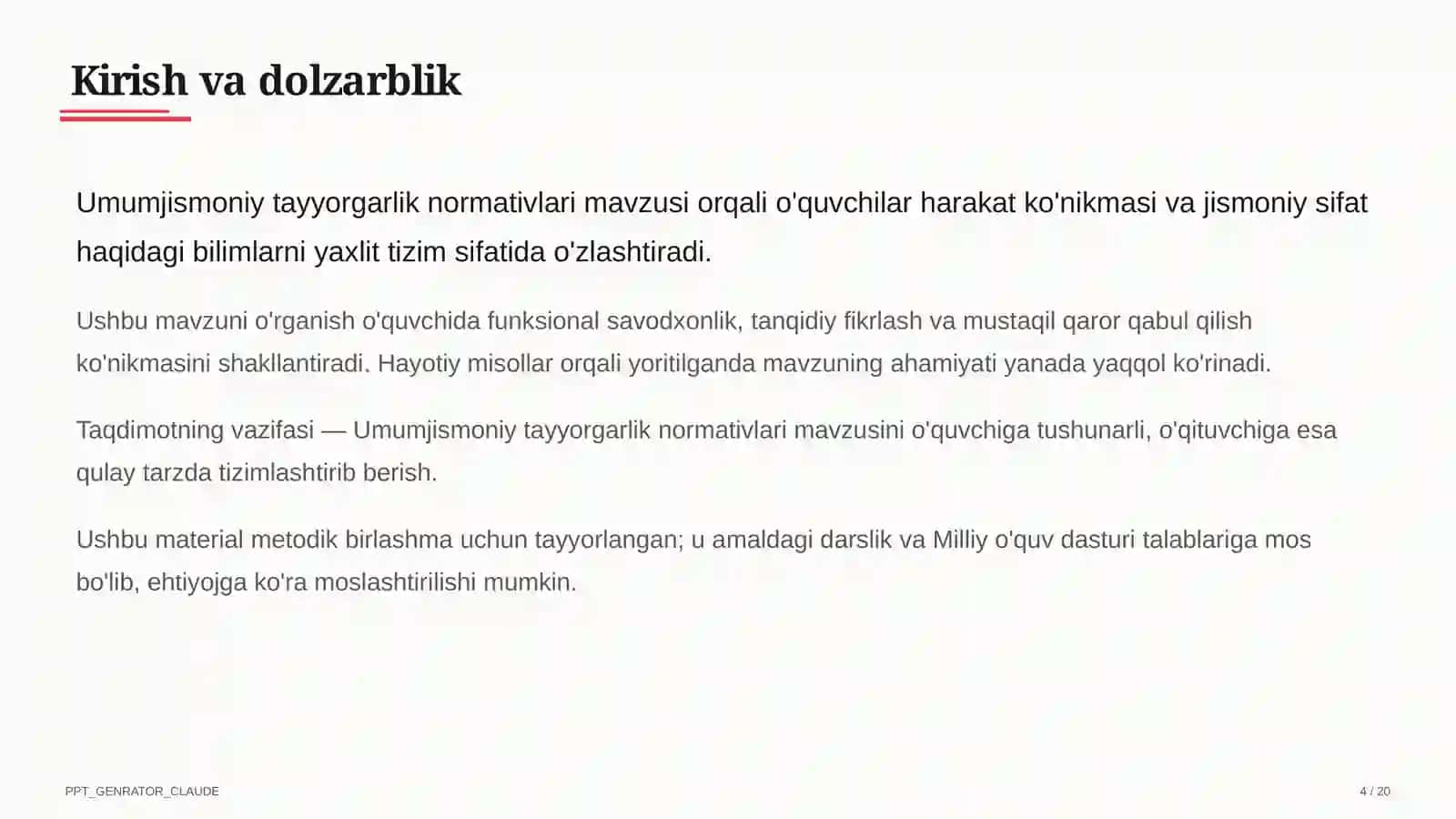 Umumjismoniy tayyorgarlik normativlari (10-sinf) 4