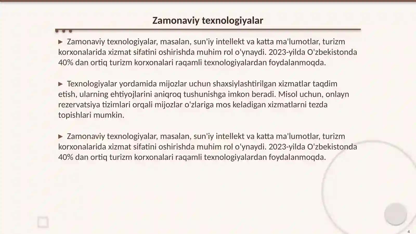 Turizm korxonalarida sifatni oshirish strategiyalari 4