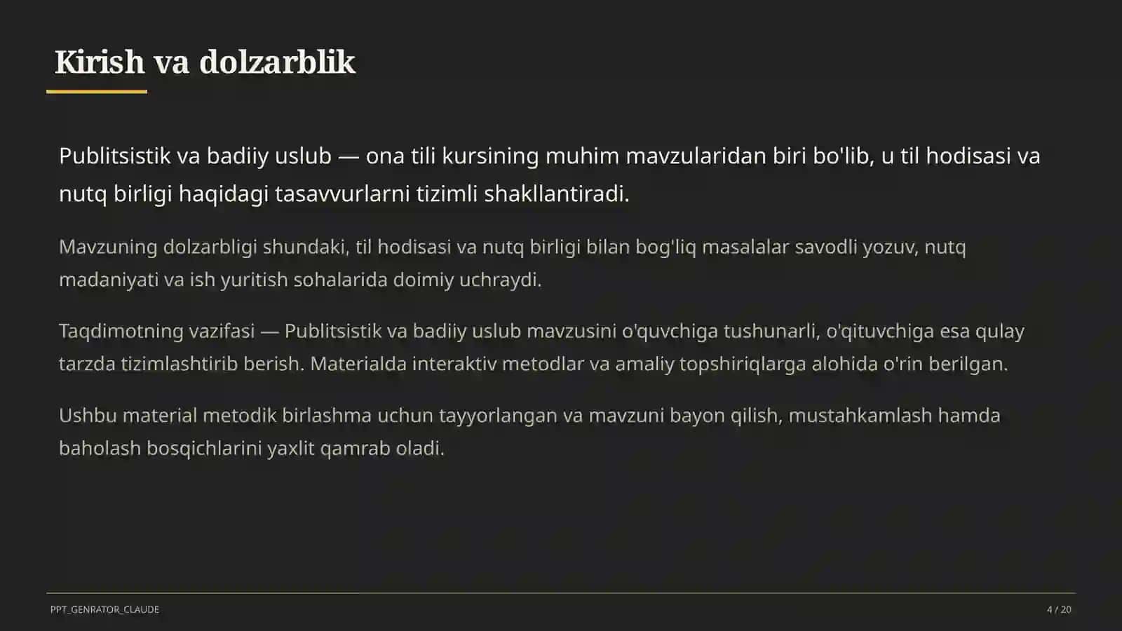 Publitsistik va badiiy uslub (10-sinf) 4