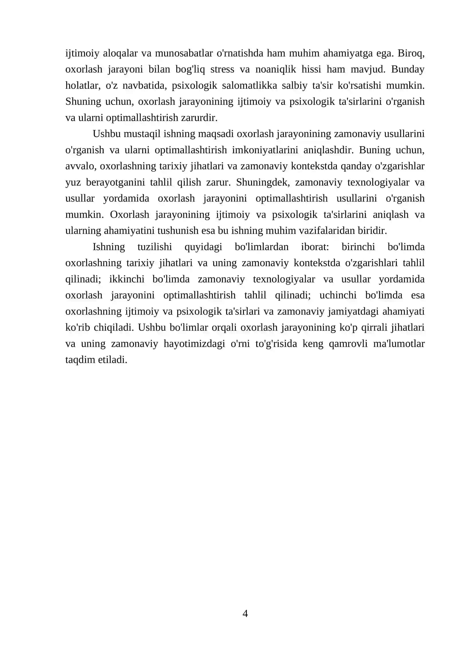 TOʻQIMACHILIK MUHANDISLIGIGA KIRISH FANIDAN TAYYORLAGAN MUSTAQIL ISHI 4